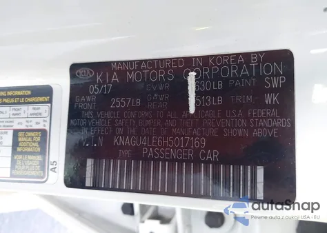2017 Kia Optima Hybrid Ex z USA, uszkodzony, nr VIN KNAGU4LE6H5017169